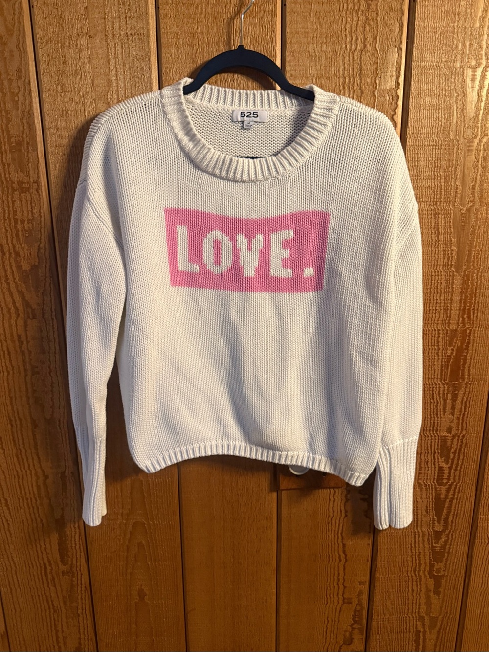 525 America America Women's Pink 'LOVE' Crewneck Sweater